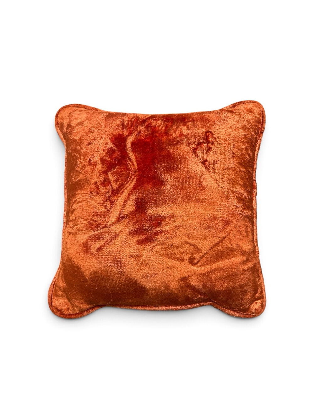 Vintage 1960s 70s Burnt Orange Velvet Throw Pillow 12x12 Retro MCM Decor